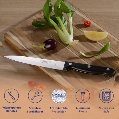 Ultracorte Set of 3 Antimicrobial Stainless Steel Knife - Vegetable + Steak + Kitchen (Black)