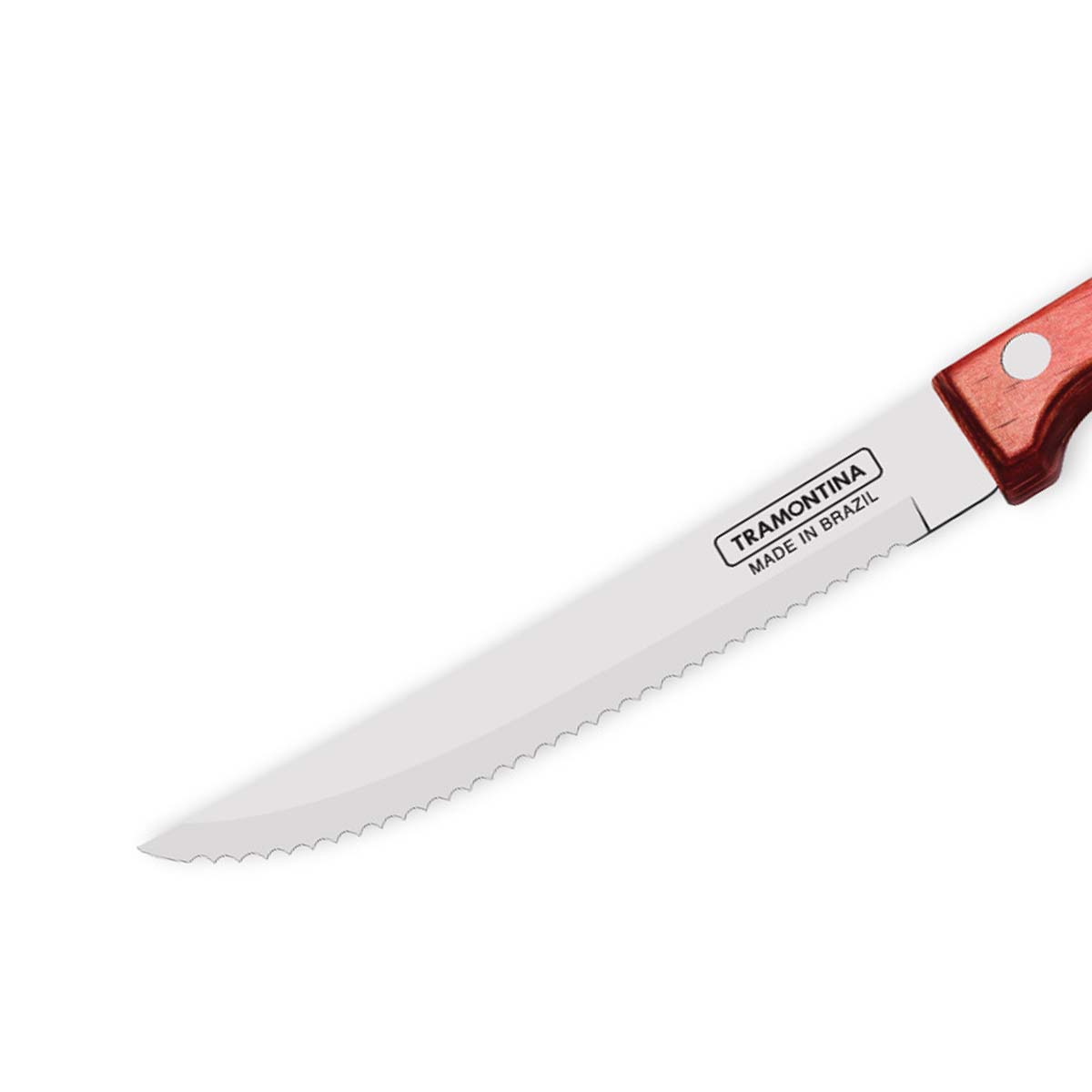 Polywood 5" Stainless Steel Steak & Fruit knife Serrated Blade - Impact & Heat Resistant Wooden Handle (Red)