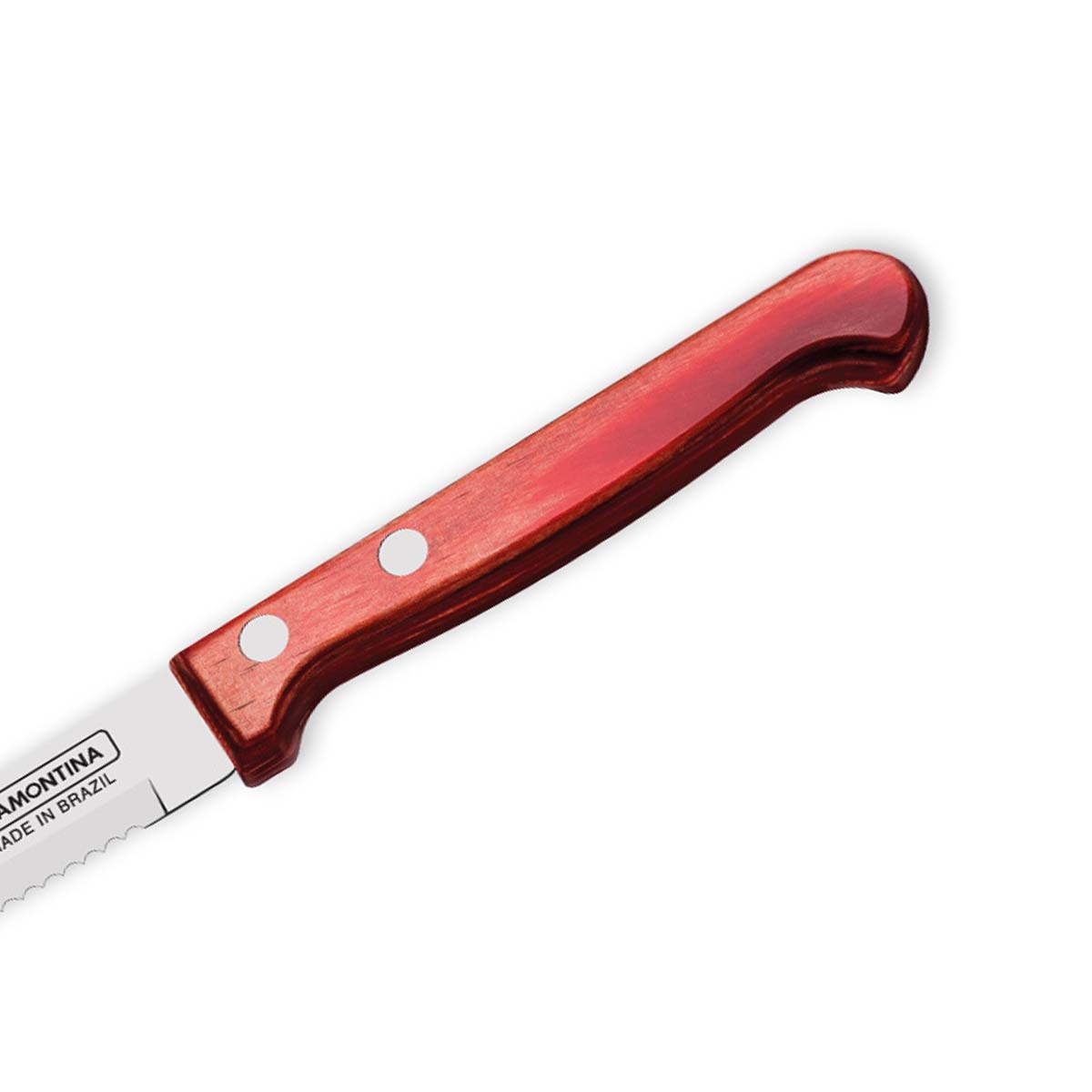 Polywood 5" Stainless Steel Steak & Fruit knife Serrated Blade - Impact & Heat Resistant Wooden Handle (Red)