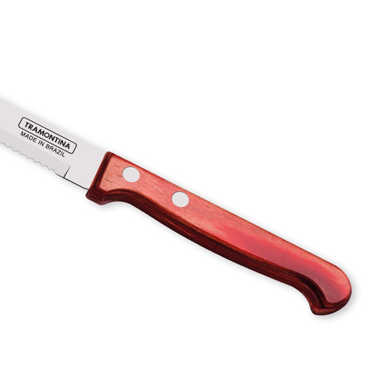 Polywood 5" Stainless Steel Steak & Fruit knife Serrated Blade - Impact & Heat Resistant Wooden Handle (Red)