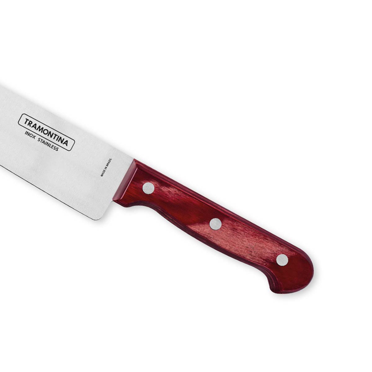 Polywood 6" Stainless Steel Chef knife Straight Back Blade - Impact & Heat Resistant Wooden Handle (Red)