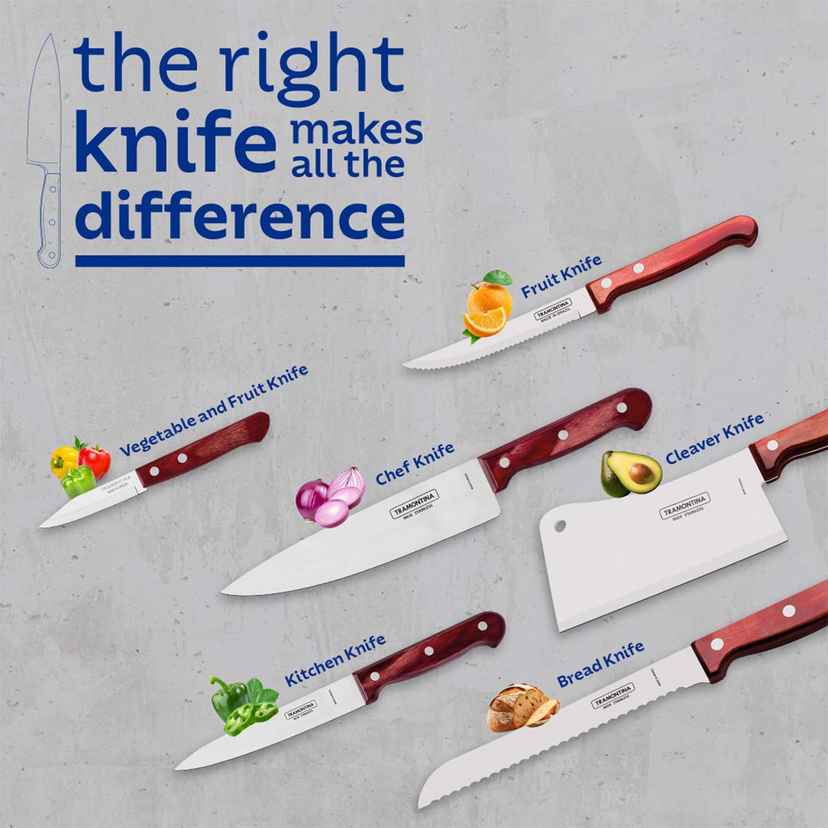 Polywood 6" Stainless Steel Chef knife Straight Back Blade - Impact & Heat Resistant Wooden Handle (Red)