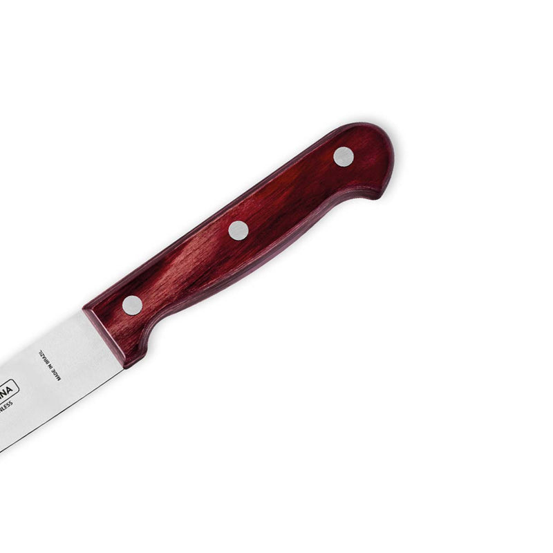 Polywood 6" Stainless Steel Chef knife Straight Back Blade - Impact & Heat Resistant Wooden Handle (Red)