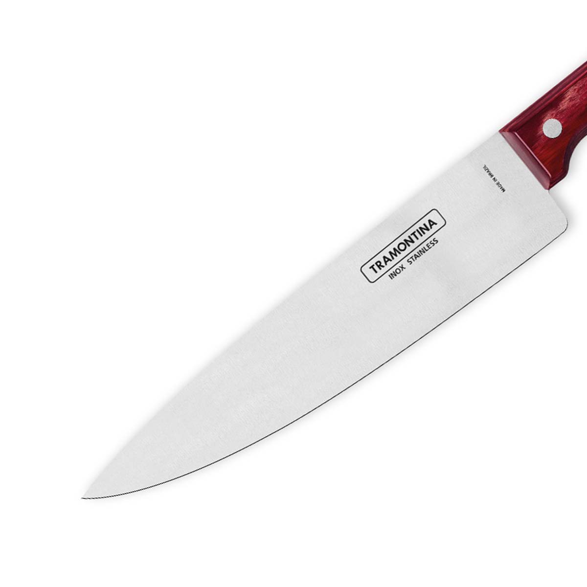 Polywood 6" Stainless Steel Chef knife Straight Back Blade - Impact & Heat Resistant Wooden Handle (Red)