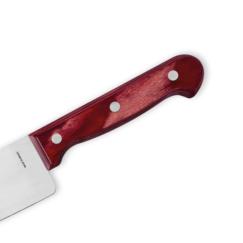 Polywood 6" Stainless Steel Chef knife Straight Back Blade - Impact & Heat Resistant Wooden Handle (Red)