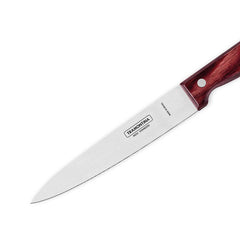 Polywood 6" Stainless Steel Chef knife Straight Back Blade - Impact & Heat Resistant Wooden Handle (Red)