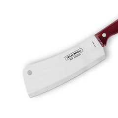 Polywood 6" Stainless Steel Cleaver knife Straight Blade - Impact & Heat Resistant Wooden Handle (Red)