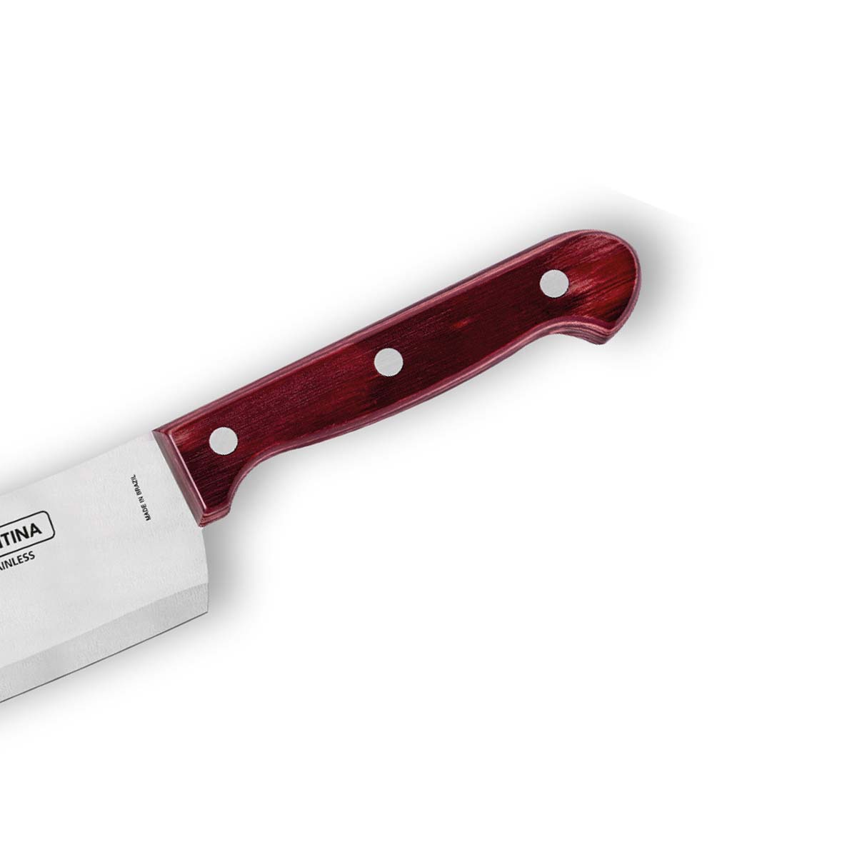 Polywood 6" Stainless Steel Cleaver knife Straight Blade - Impact & Heat Resistant Wooden Handle (Red)