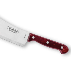 Polywood 6" Stainless Steel Cleaver knife Straight Blade - Impact & Heat Resistant Wooden Handle (Red)