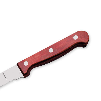 Polywood 7" Stainless Steel Bread knife Wavy Serrated Blade - Impact & Heat Resistant Wooden Handle (Red)