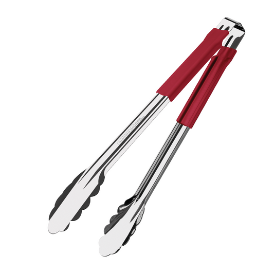 Utilitá stainless steel tongs with red rubber handle, 30 cm
