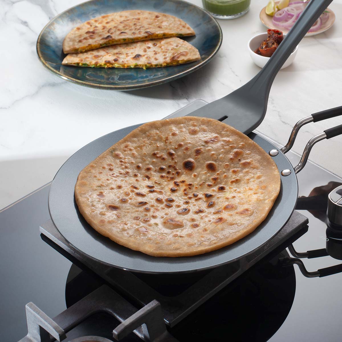 Fusao EX+ 26cm Ceramic Stainless Steel Tri-Ply Concave Tawa - 4mm Thick