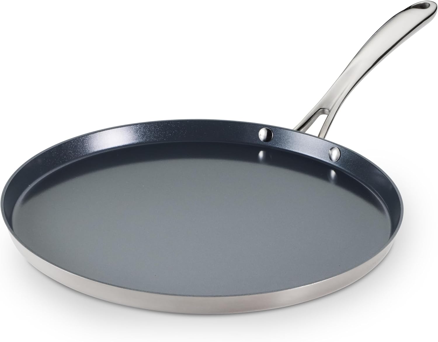 Fusao EX+ 30cm Ceramic Stainless Steel Tri-Ply Dosa Tawa - 4mm Thick