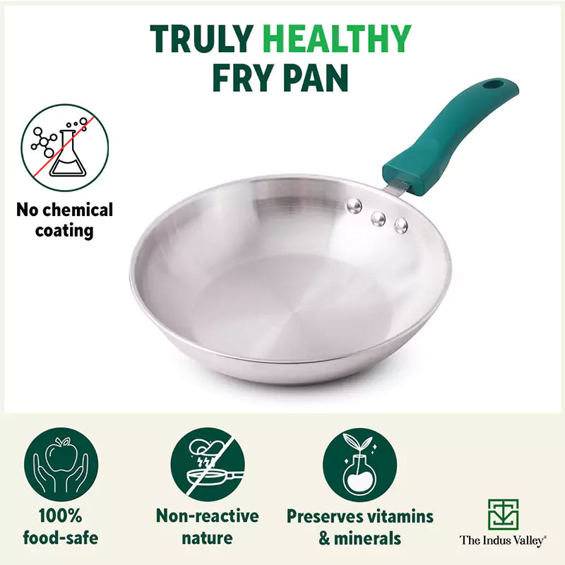 Tri-Steel Stainless Steel Frying Pan/Skillet, Premium Quality, Tri-ply (3 Layer) Bottom, Soft-touch Handle, 100% Toxin-free, Non-stick, Induction & Gas, 20/22cm, 1.2/1.5L