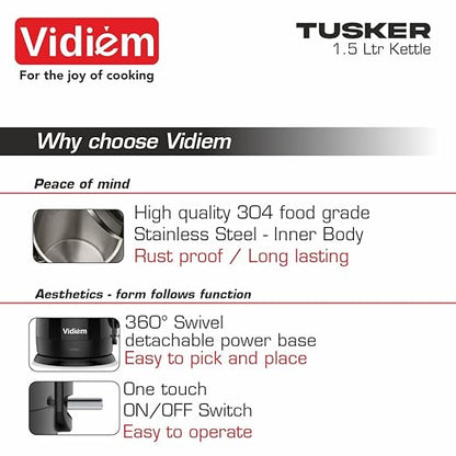 TUSKER 1.5 Ltr Electric Kettle vidiem