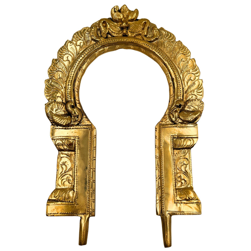 Handcrafted Bronze Prabhavali | Panchaloha Arch Frame for God Idol | Traditional Temple Backdrop for Pooja, Mandir & Wall Decor, Gold, 9 Inch, 1 Piece