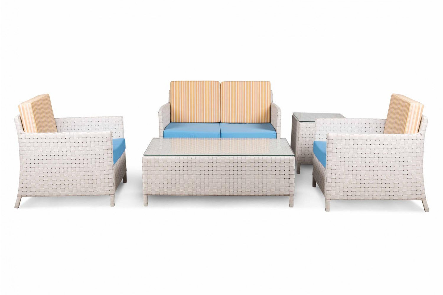 Tecla Outdoor Sofa Set 2 Seater , 2 Single seater and 1 Center Table (Off White)