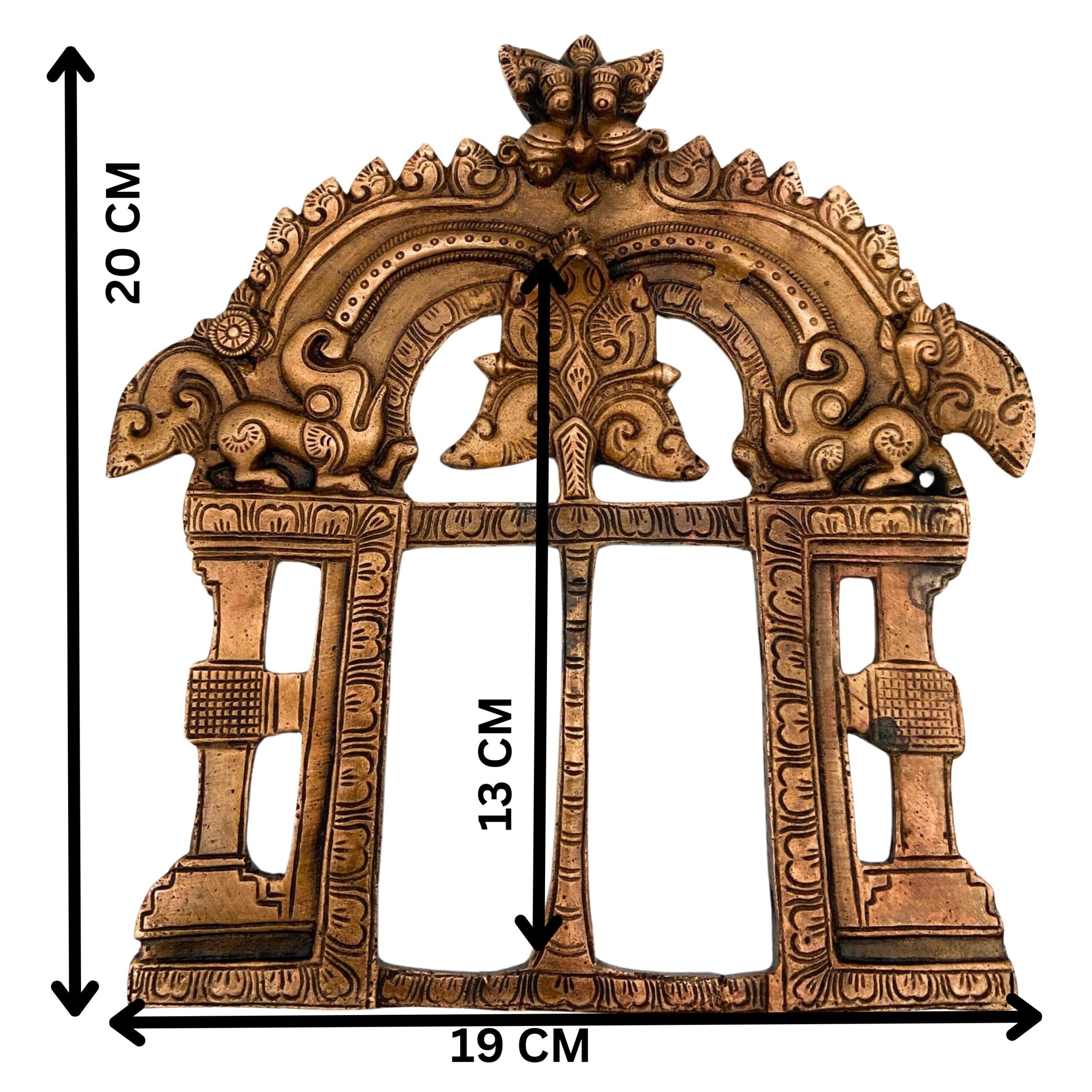 Bhunes Brass Prabhavali Frame Arch – Prabhawali Wall Hanging Prabhaval for Temple, Home Mandir & Deity Backdrop | Traditional Brass Arch for God Idol Decor, Gold, 8 Inch, 1 Piece
