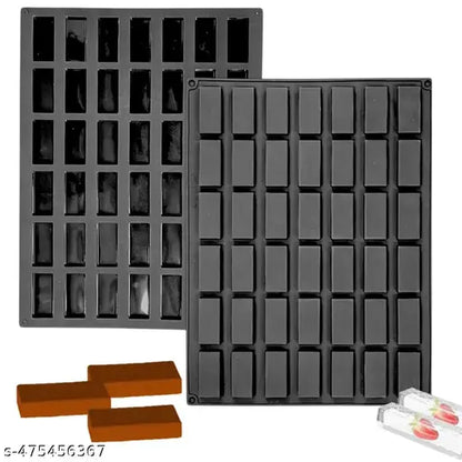 Skytail 42 Cavity Rectangle Silicone Mold Candy Molds for Baking Energy Bars Chocolate Bar Mold Protein Bars Ganache Brownie Cheesecake Cornbread Pudding Jelly Truffles Soap Lotion Bar Molds