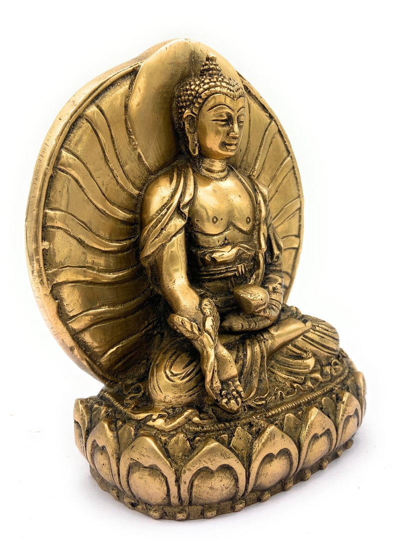 Premium Brass Buddha Idol | Lord Buddha Statue | Meditating Buddha Murti | Gautama Buddha Figurine | Spiritual Home Decor Showpiece,Gold, 6.5 Inch, 1 Piece
