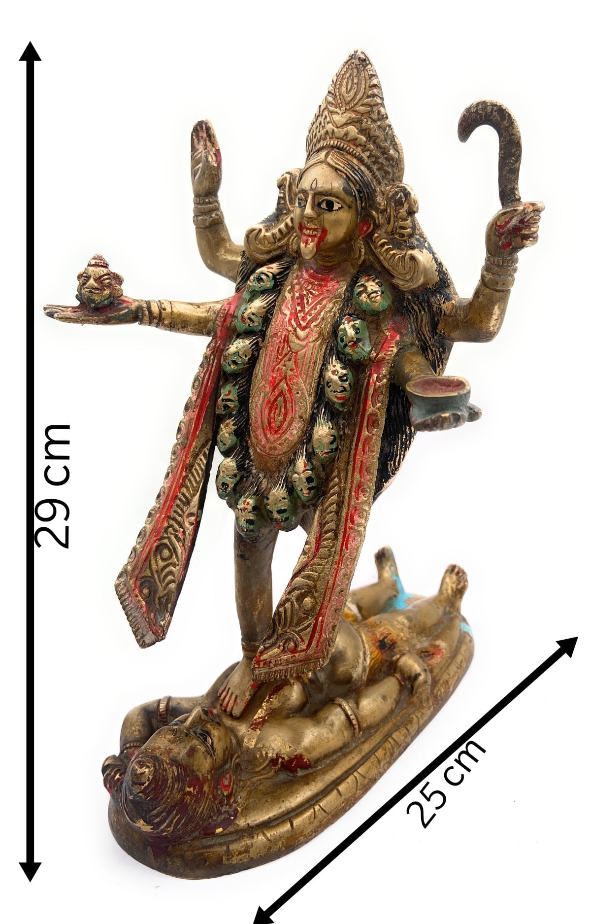 Handcrafted Brass Mahakali Durga Idol – Kali Maa, Kalika Devi, Chamundeshwari, Bhadra Kali Statue for Home Temple & Puja Decor,Gold, 11.5 Inch, 1 Piece