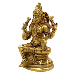 Handcrafted Brass Mahalakshmi Idol – Shri Lakshmi | Laxmi | Padmavati | Kamala Devi Murti for Pooja Room, Temple & Home Decor,Gold, 5 Inch, 1 Piece