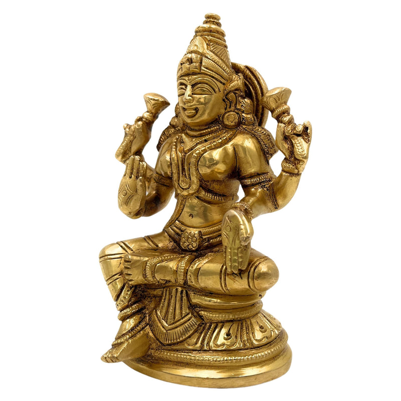 Handcrafted Brass Mahalakshmi Idol – Shri Lakshmi | Laxmi | Padmavati | Kamala Devi Murti for Pooja Room, Temple & Home Decor,Gold, 5 Inch, 1 Piece