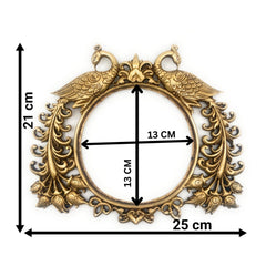 Bhunes Brass Prabhavali with Two Peacock | Traditional Arch Frame for God Idol | Prabhamandala Wall Hanging for Home Temple Decor | Prabhawali Backdrop for Deity | Mandir Pooja Prabhaval, Gold, 8.5 Inch, 1 Piece