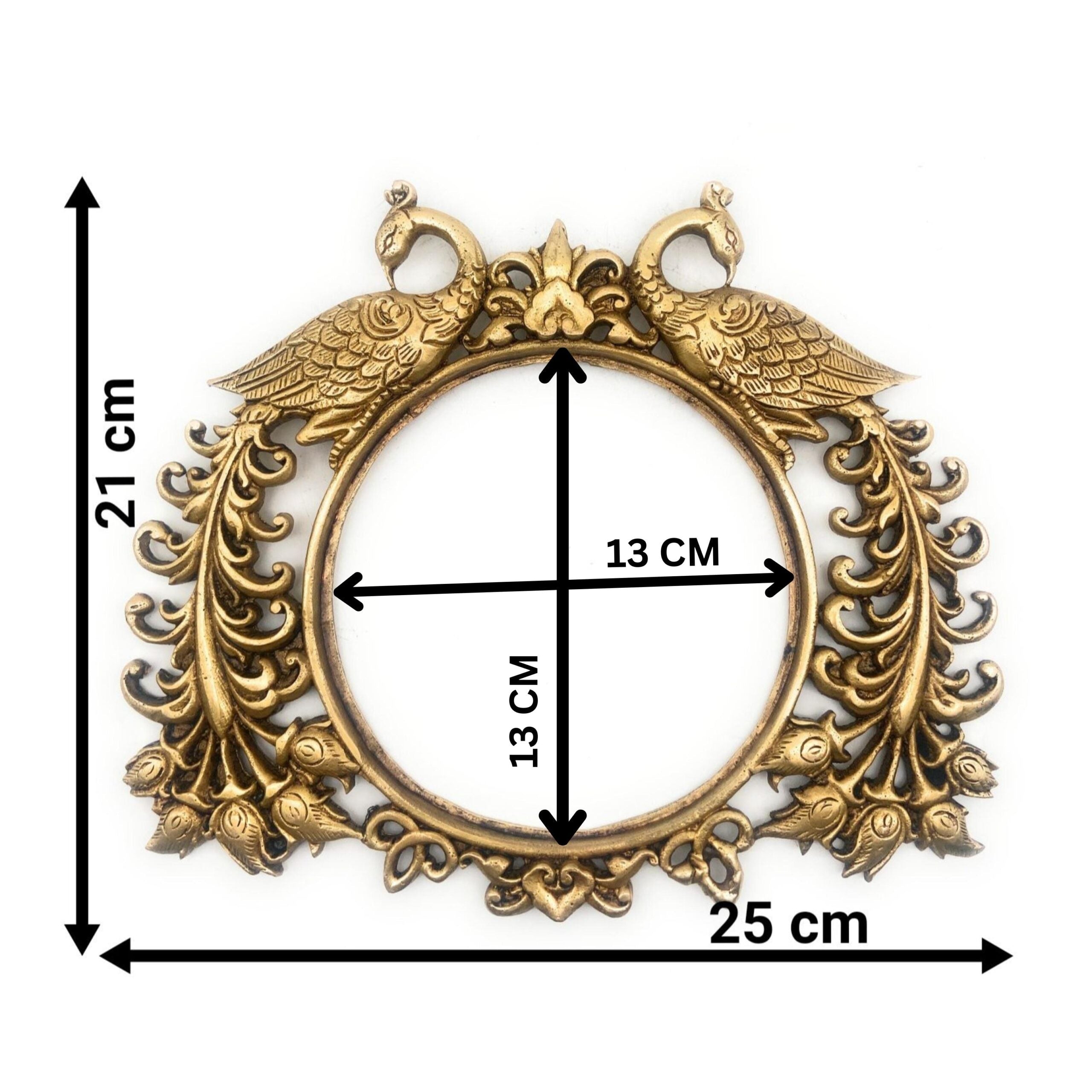 Bhunes Brass Prabhavali with Two Peacock | Traditional Arch Frame for God Idol | Prabhamandala Wall Hanging for Home Temple Decor | Prabhawali Backdrop for Deity | Mandir Pooja Prabhaval, Gold, 8.5 Inch, 1 Piece