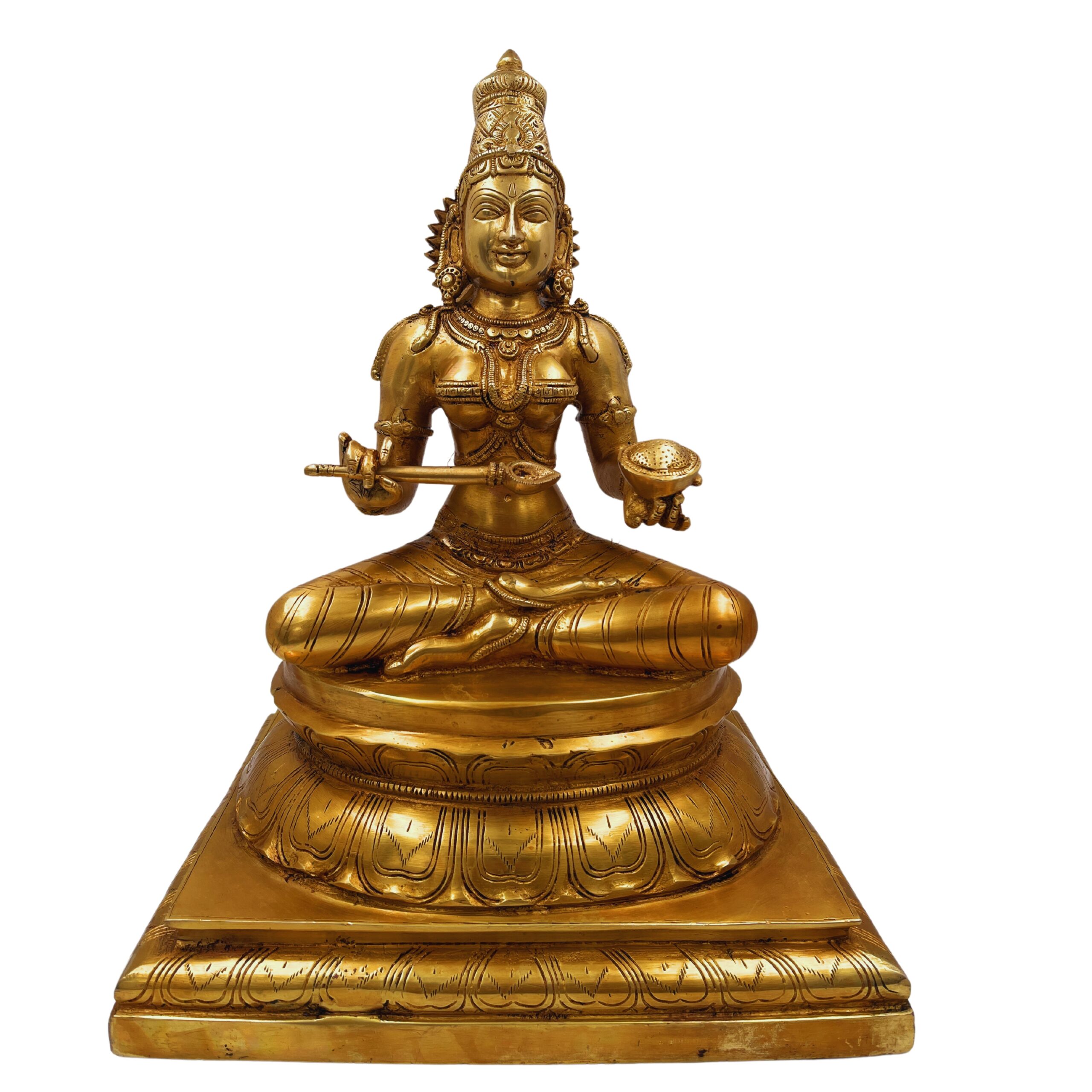 Handcrafted Brass Annapurna Devi Idol – Kashi Annapoorna Mata | Anna Lakshmi Murti for Temple, Home & Puja Décor,Gold, 17.5 Inch, 1 Piece
