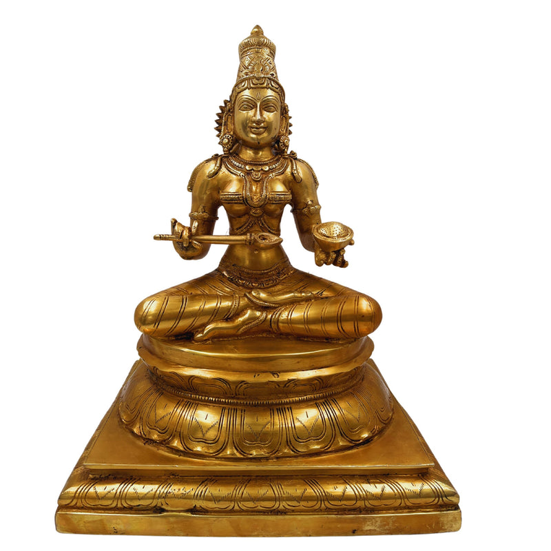 Handcrafted Brass Annapurna Devi Idol – Kashi Annapoorna Mata | Anna Lakshmi Murti for Temple, Home & Puja Décor,Gold, 17.5 Inch, 1 Piece