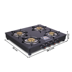 Wonderchef Ultima 4 Burner Manual Glass Gas Stove | 6mm Toughened Glass Gas Stove | Stainless Steel Drip tray | Anti-Ski
