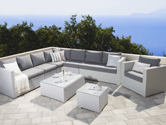 Ulva Outdoor Sofa Set 8 Seater , Single Seater and 2 Center Table Set (White + Grey)