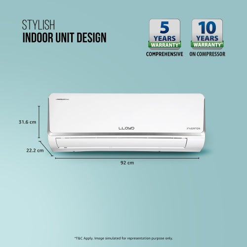 Lloyd 1.5 Ton 3 Star Inverter Split AC | 6 in 1 Convertible | Clean Air Filter | Turbo Cool | Strong Dehumidifier (GLS18I3FOJSW, White) 2025 Model
