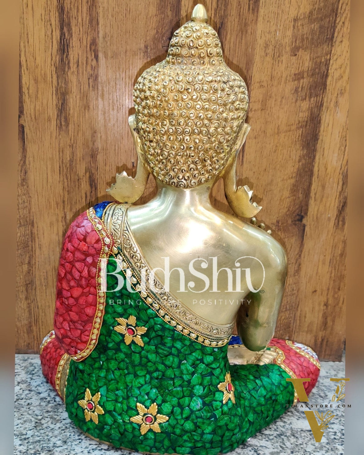 Unique 17.5-Inch Pure Superfine Brass Buddha Statue