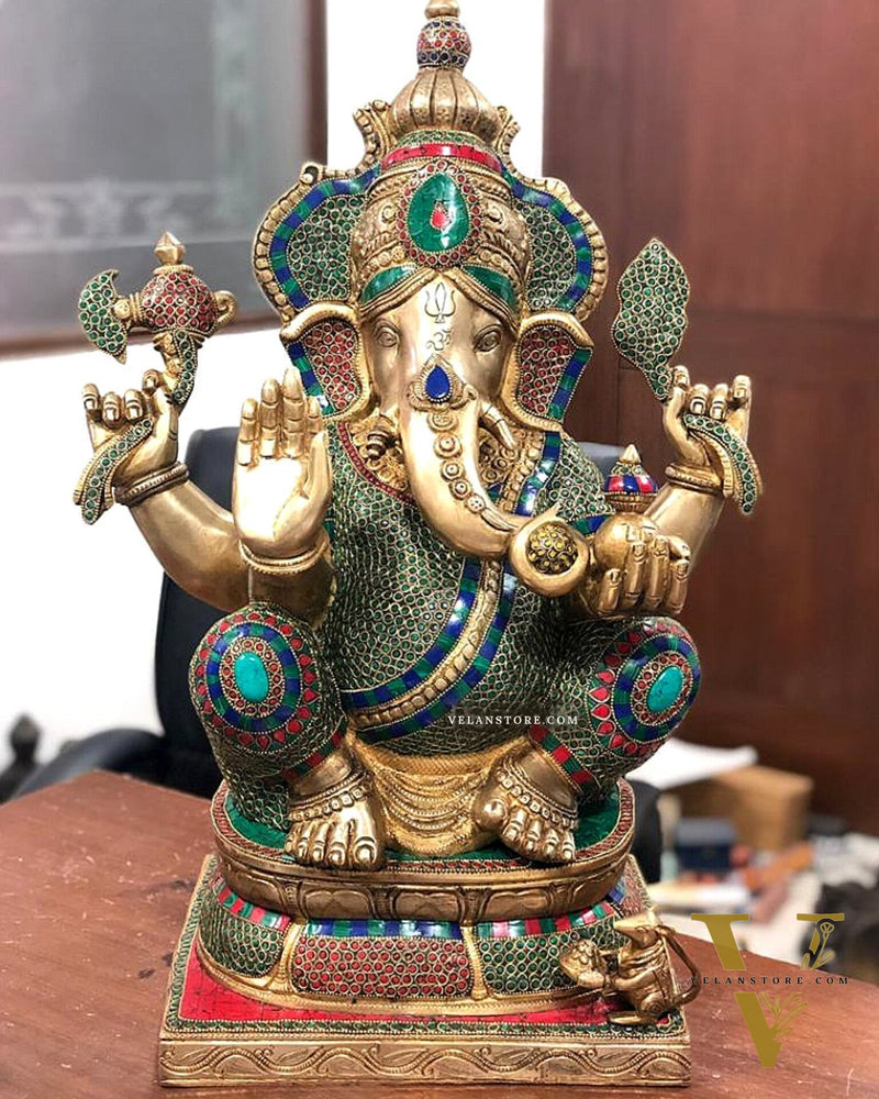 Unique and Magnificent Handcrafted Brass Ganapati Statue - 24" Height