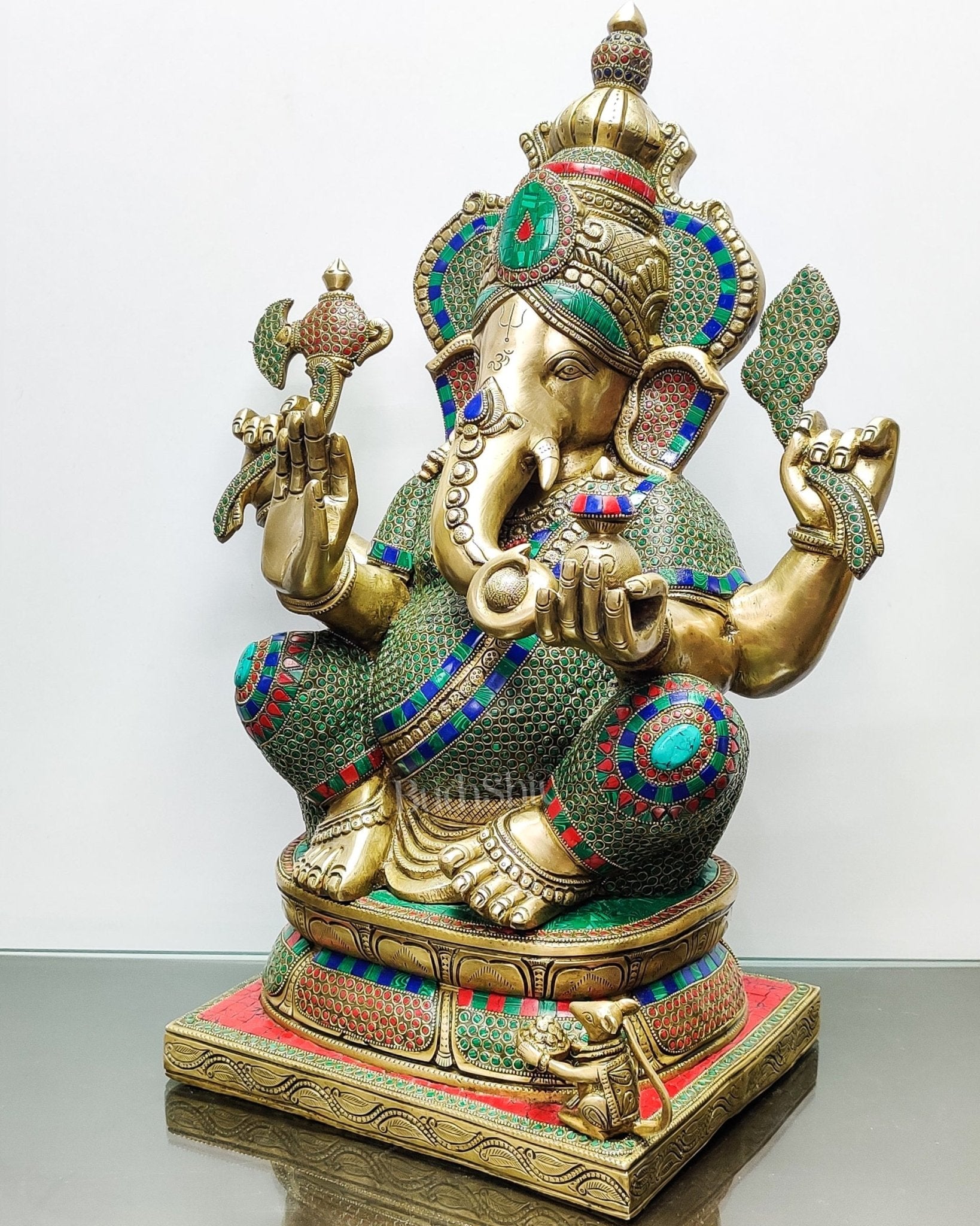 Unique and Magnificent Handcrafted Brass Ganapati Statue - 24" Height