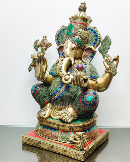 Unique and Magnificent Handcrafted Brass Ganapati Statue - 24" Height