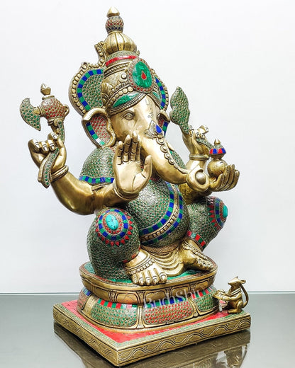 Unique and Magnificent Handcrafted Brass Ganapati Statue - 24" Height