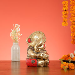 Unique Baby Ganesha Brass idol 9 inches