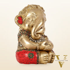 Unique Baby Ganesha Brass idol 9 inches