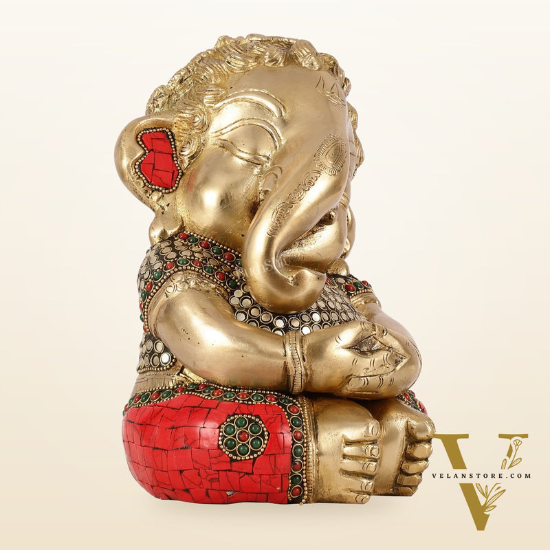 Unique Baby Ganesha Brass idol 9 inches