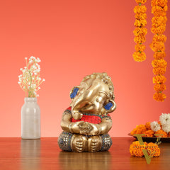 Unique Baby Ganesha Brass idol 9 inches