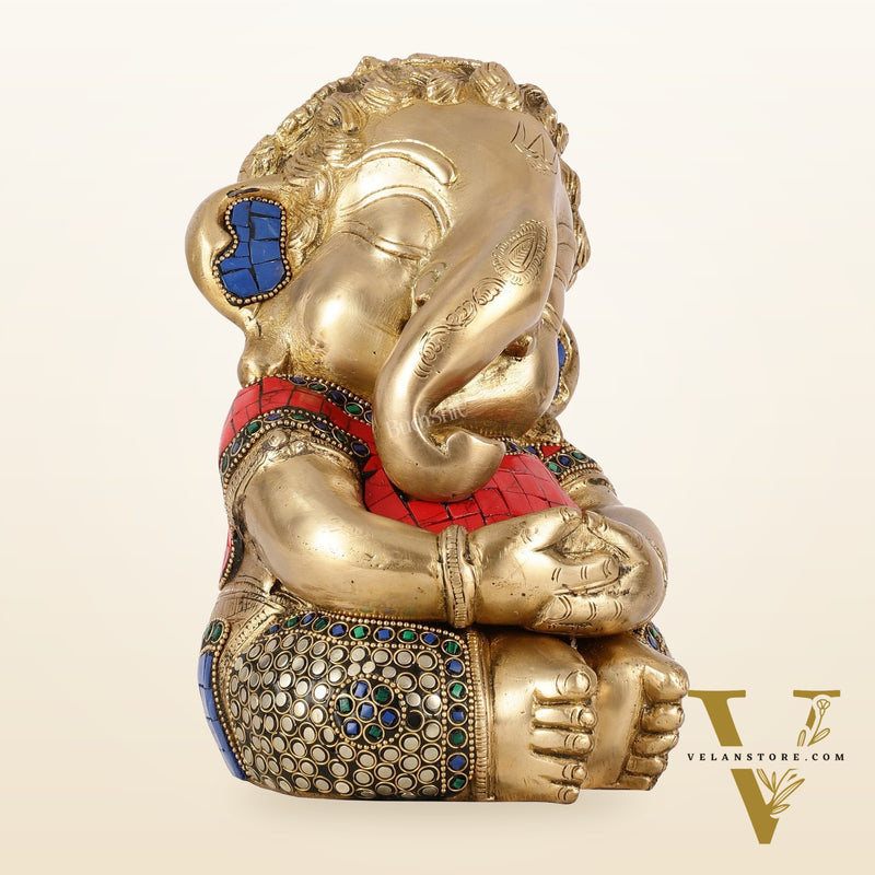 Unique Baby Ganesha Brass idol 9 inches