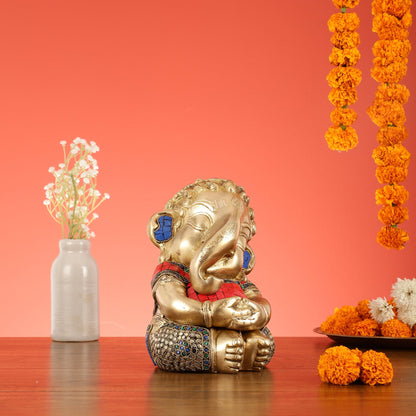 Unique Baby Ganesha Brass idol 9 inches