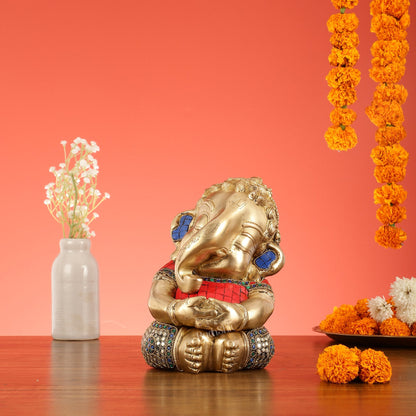 Unique Baby Ganesha Brass idol 9 inches