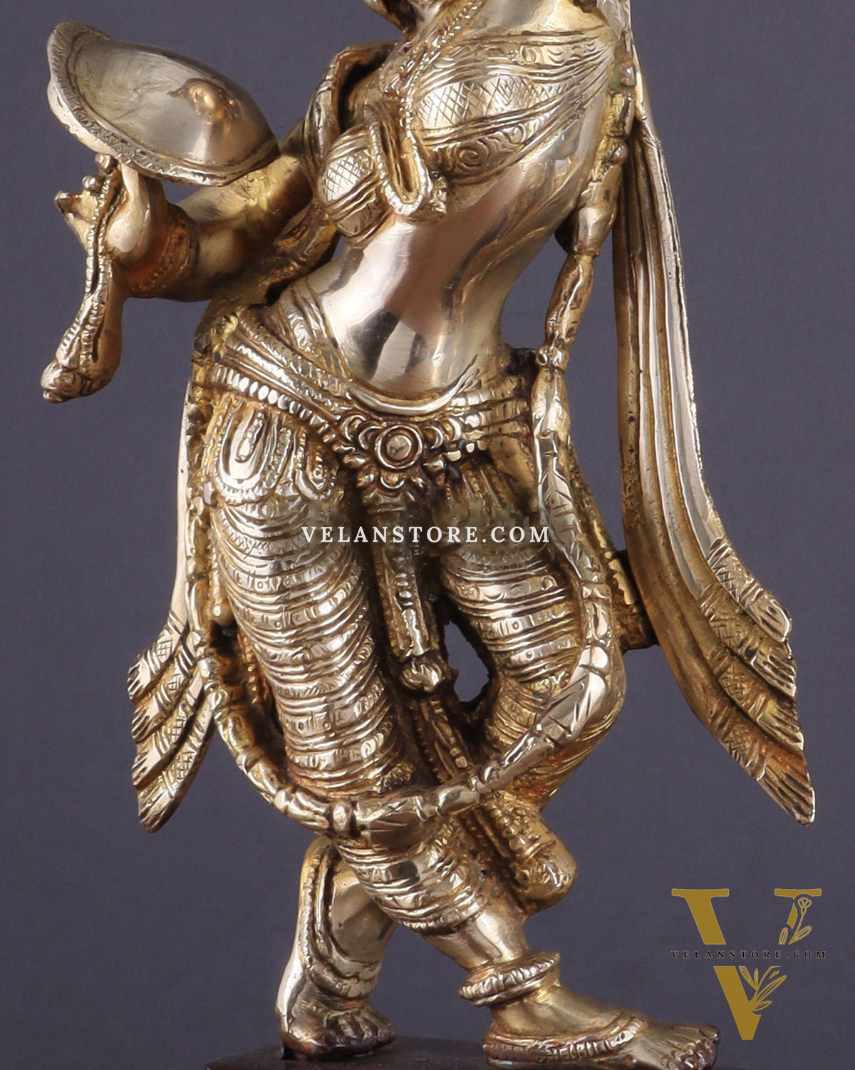 Unique Brass Apsara Applying Sindoor – Double Chola Tone (Pair) 14"