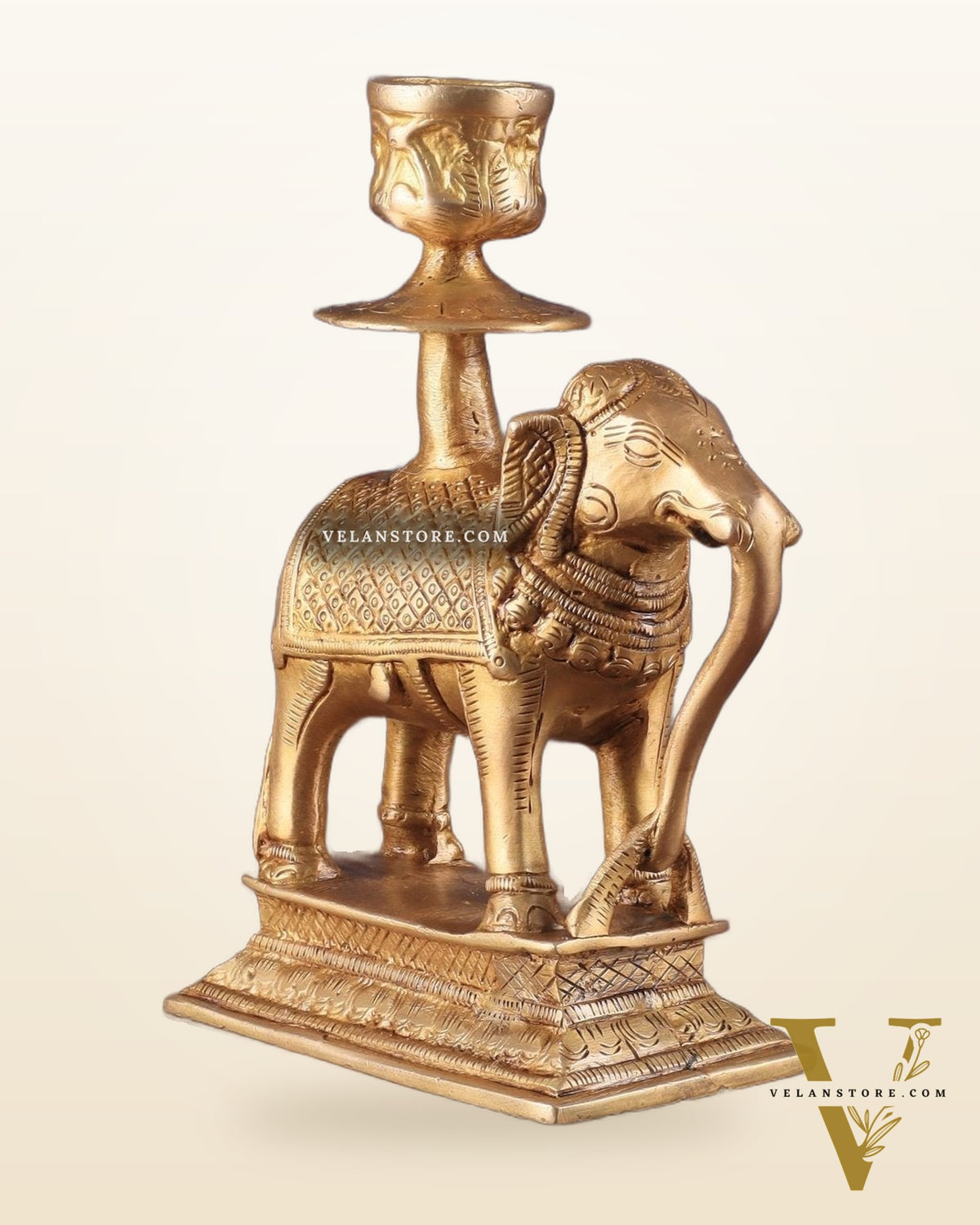 Unique Brass Elephant Candle Holder 6.5"
