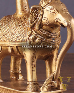 Unique Brass Elephant Candle Holder 6.5"