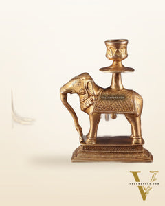 Unique Brass Elephant Candle Holder 6.5"